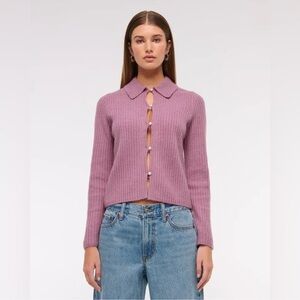 NWT Abercrombie & Fitch Pearl Button Collared Cardigan